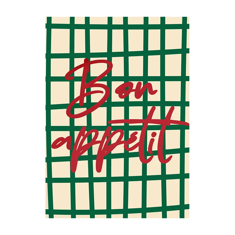 Kitchen Wall Art Poster – Bon Appétit Minimalist Typography Print