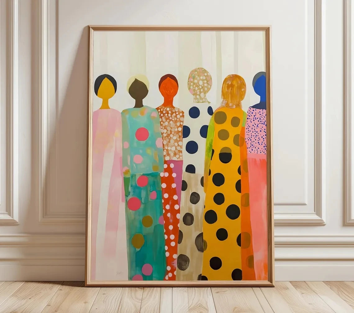 Abstract Women Wall Art Print – Colorful Feminine Figure Poster