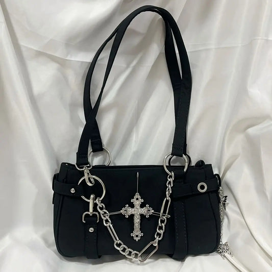 Gothic Cross Y2k Bag Women Vintage Grunge Punk Chain Casual