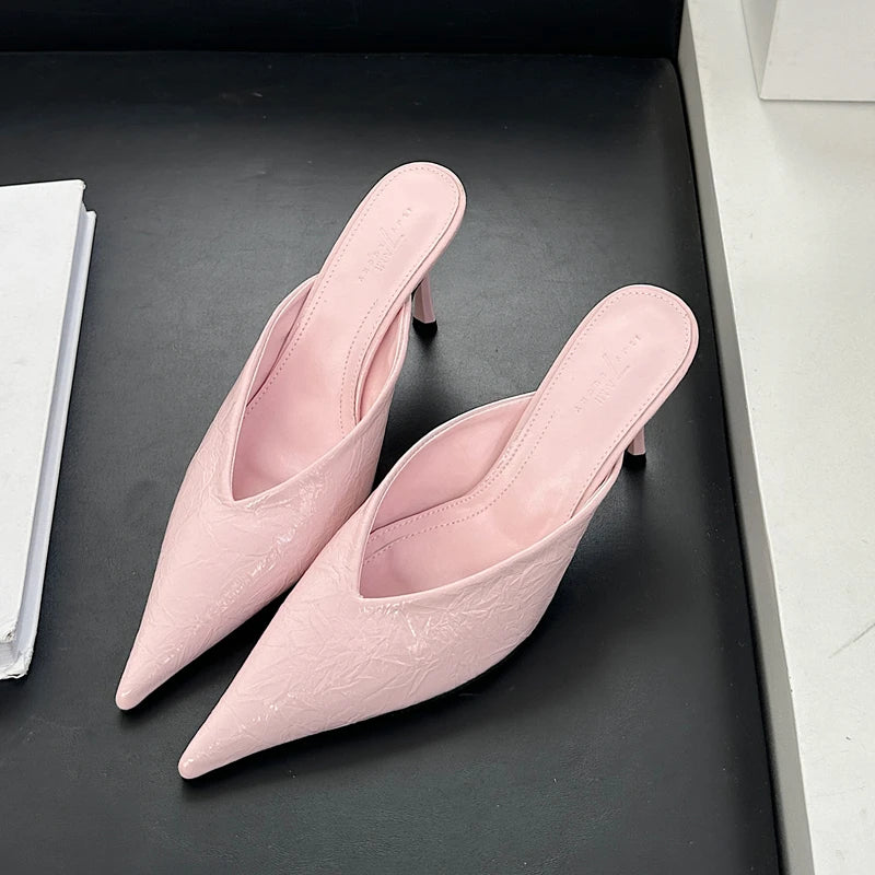 Women's Pointed-Toe Mule Heels – Elegant Thin Heel Dress Sandal