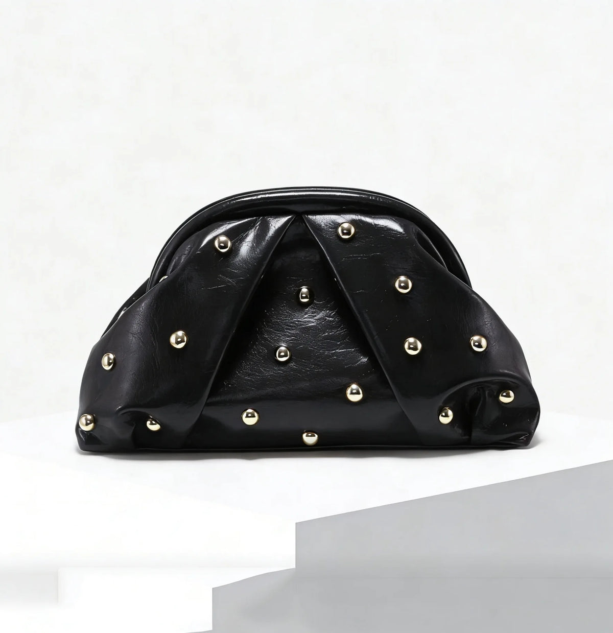 Riveted Pleated Clutch Shoulder Handbag