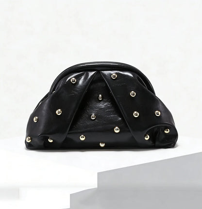 Riveted Pleated Clutch Shoulder Handbag