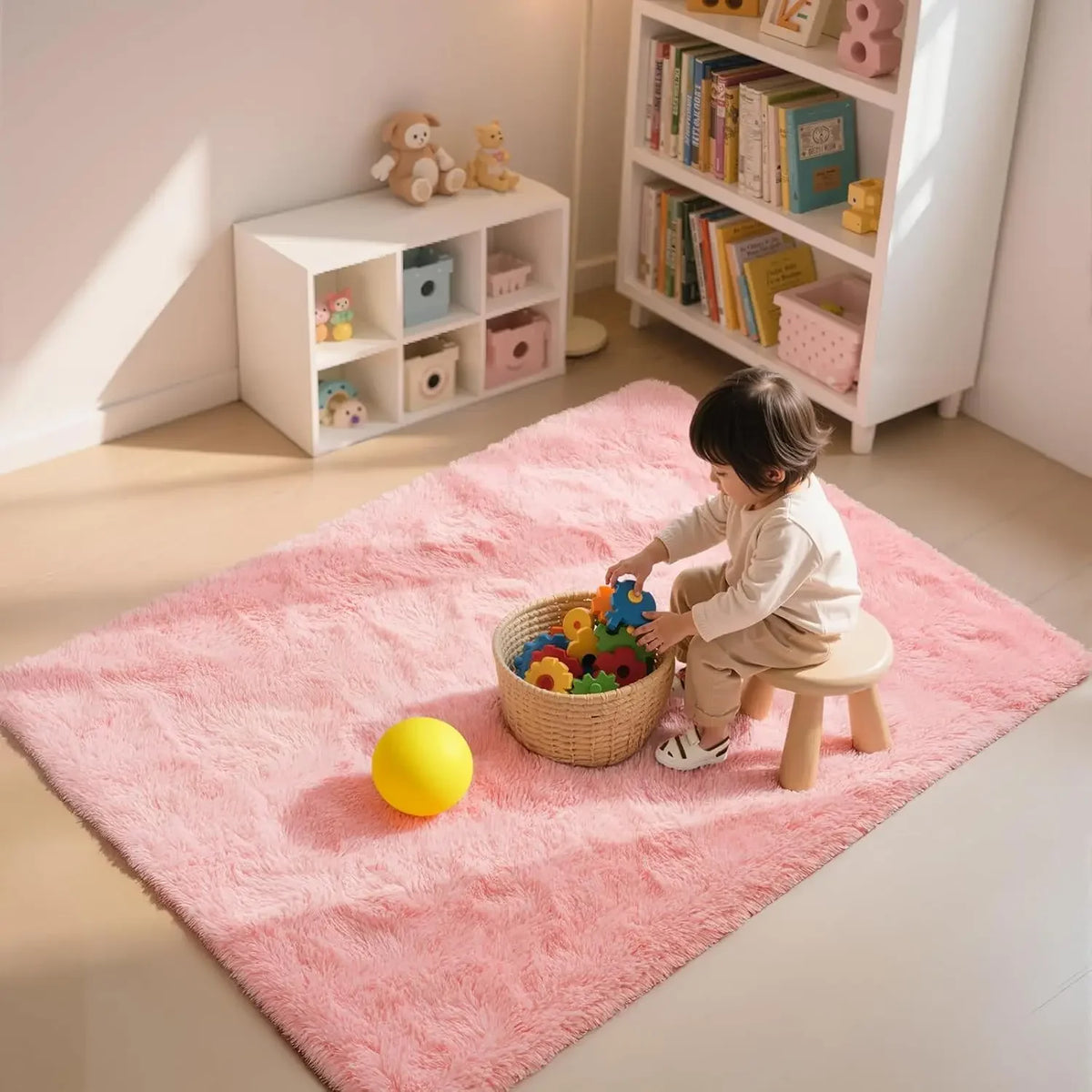 Soft Fluffy Area Rug – Plush Shaggy Carpet for Bedroom & Living Room
