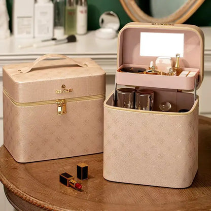 Large Professional Makeup Bag with Mirror – Cosmetic Organizer Case