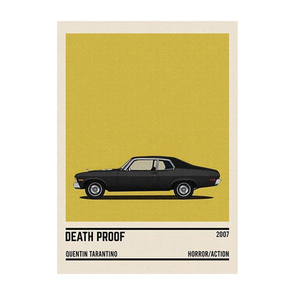 Movie Car Minimalist Poster Wall Art Print | Classic Film Decor