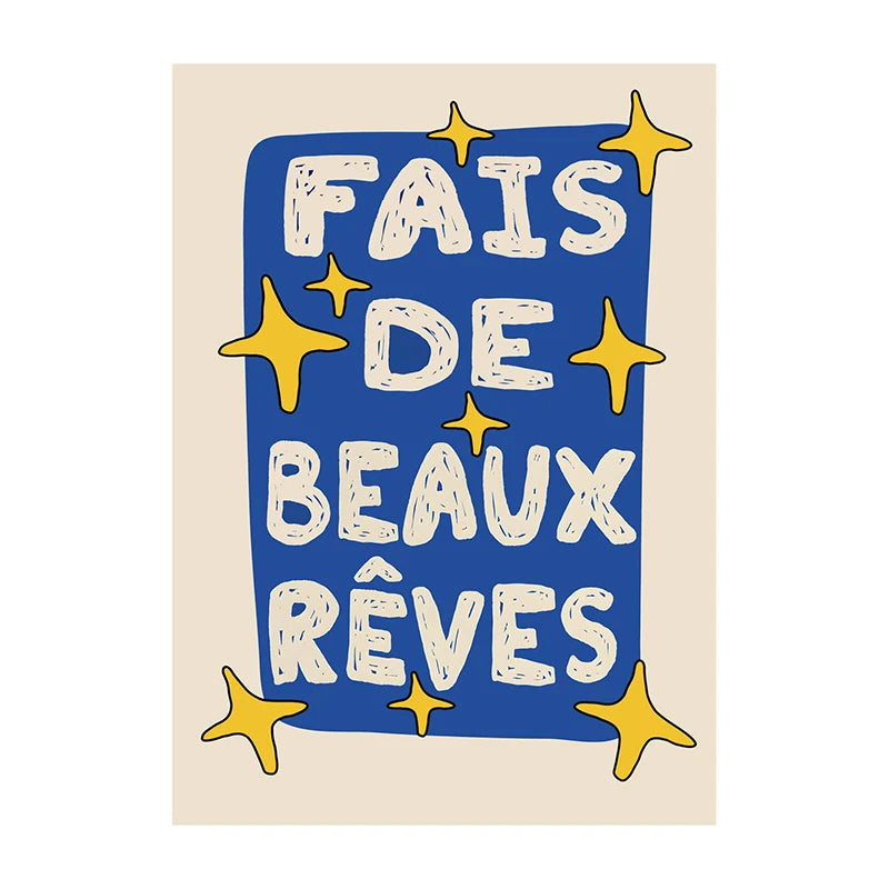 Kids Room Wall Art Poster – Chut Je Reve Typographic Print