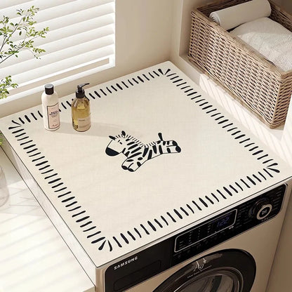 Washing Machine Top Cover Mat – Absorbent Non-Slip Cute Cartoon Pad