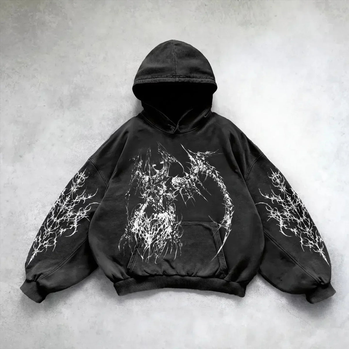 Gothic Angel Oversized Hoodie – Harajuku Streetwear Sweatshirt