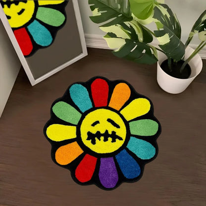 Sunflower Round Rug – Non-Slip Absorbent Floor Mat