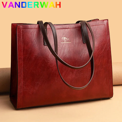Vintage Leather Tote Bag – Large Capacity Top-Handle