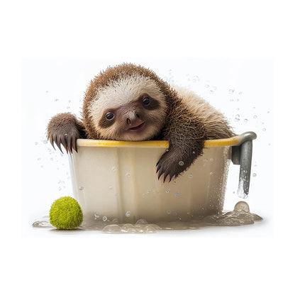Cute Dog in Bathtub Wall Art Poster – Funny Puppy Canvas Print