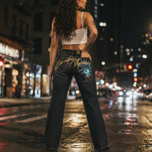 Y2K Wide Leg Baggy Jeans – Vintage Harajuku Streetwear Denim Pants