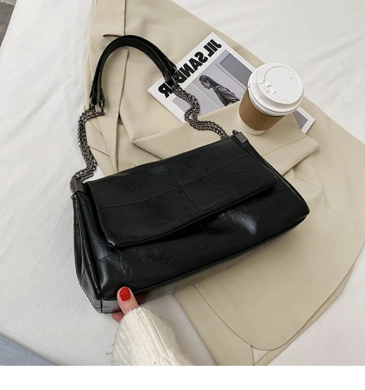 Quilted Chain Crossbody Bag for Women – Soft Flap Shoulder Bag