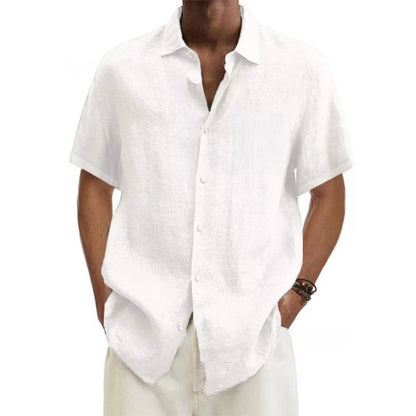 Men's Cotton Linen Short Sleeve Shirt – Summer Casual