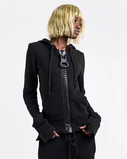 Mens Hoodie Oversized Big Zipper Streetwear Harajuku Unisex American Style Loose Fit Casual Street