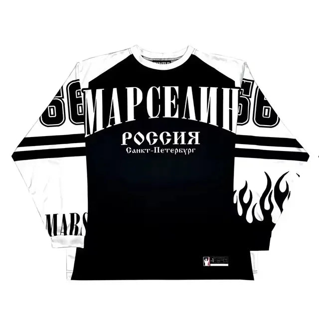 Oversized Goth Long Sleeve Baseball Jersey Shirt – Y2K Streetwear