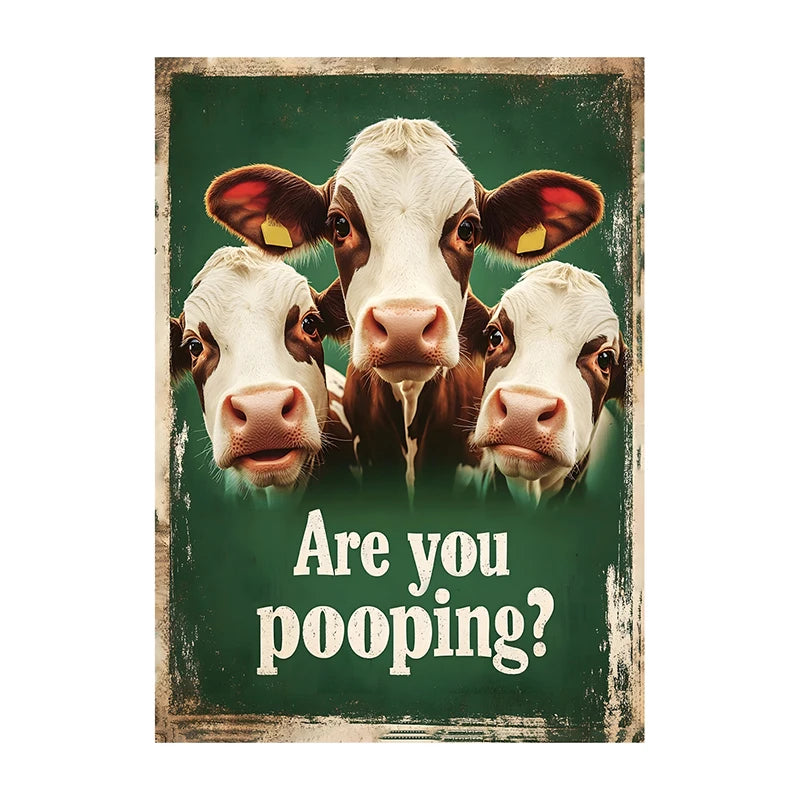 Funny Cow Poster – Are You Pooping? Farm Animal Bathroom Art
