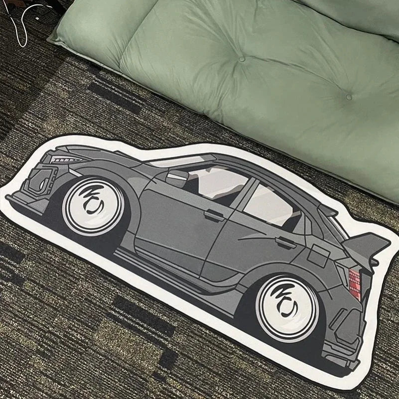JDM Car Shaped Rug – Non-Slip Decorative Floor Mat for Bedroom & Living Room