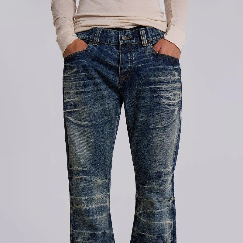 Distressed Flare Jeans – Y2K Bootcut Streetwear Denim