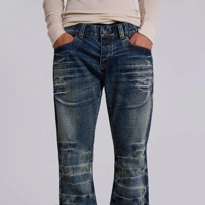 Distressed Flare Jeans – Y2K Bootcut Streetwear Denim