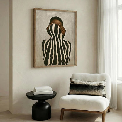 Abstract Black Woman Wall Art Print – Striped Figure Poster