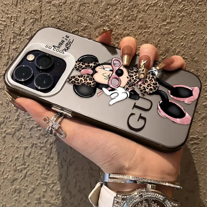 Leopard Print Minnie Mouse Phone Case for Samsung Galaxy S26 S25 S24 S23 S22 S21 S20