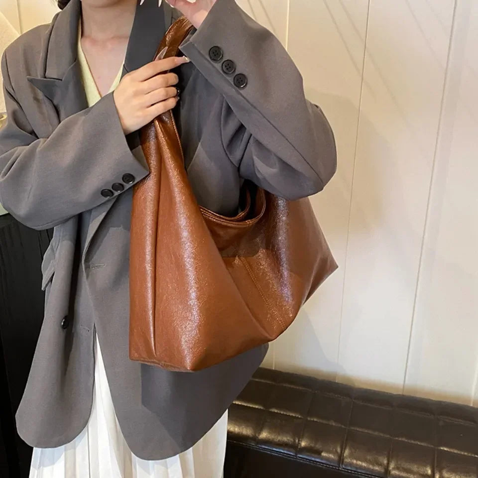 Designer Large PU Leather Hobo Underarm Bag
