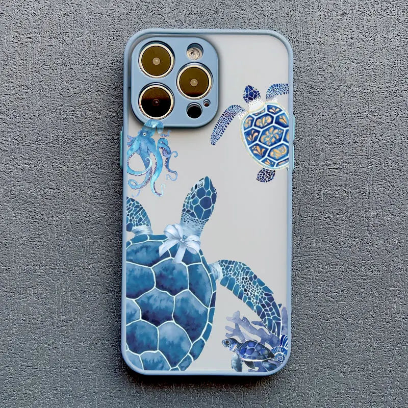 iPhone Case Ocean Wave Frosted with Camera Lens Protection