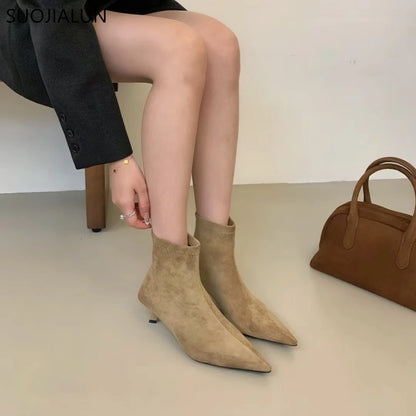 Women's Pointed Toe Ankle Boots – Slim Kitten Heel