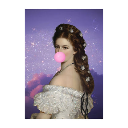 Bubble Gum Baroque Portrait Wall Art Poster – Vintage Altered Art Print