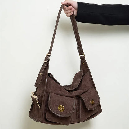 Suede Pillow Shoulder Bag – Large Capacity Crossbody