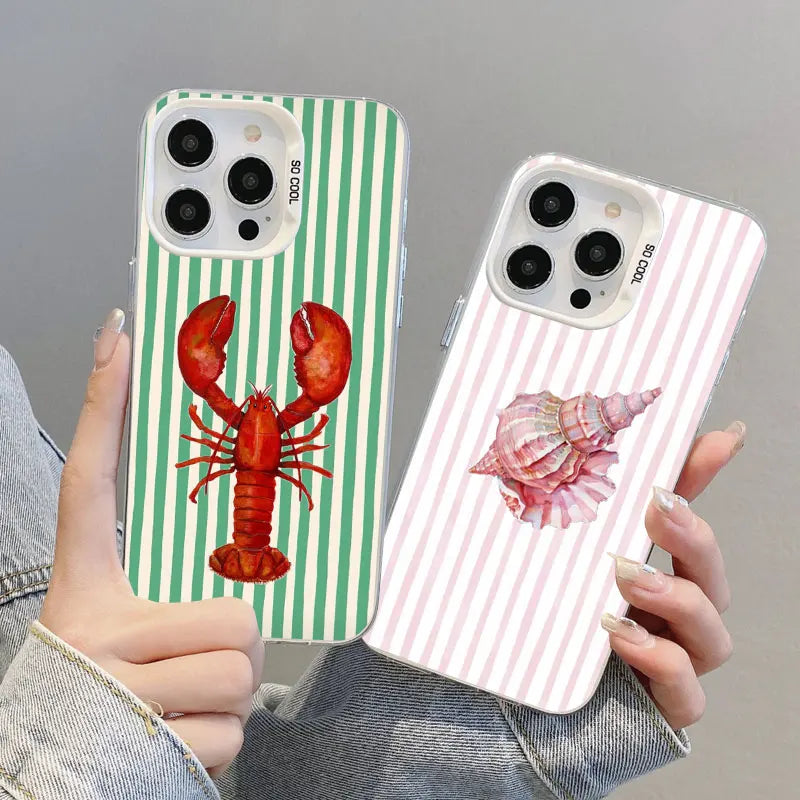 Lobster Striped Phone Case for iPhone 17 16 15 14 13 12 11 Pro Max Plus