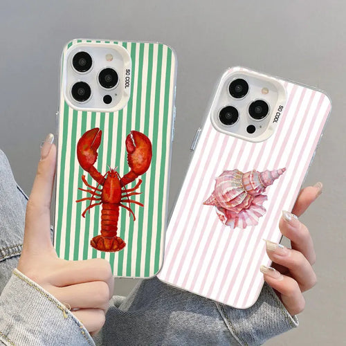 Lobster Striped Phone Case for iPhone 17 16 15 14 13 12 11 Pro Max Plus