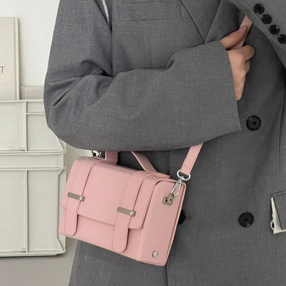 Vintage Black Square Bag Women Pu Leather Chain