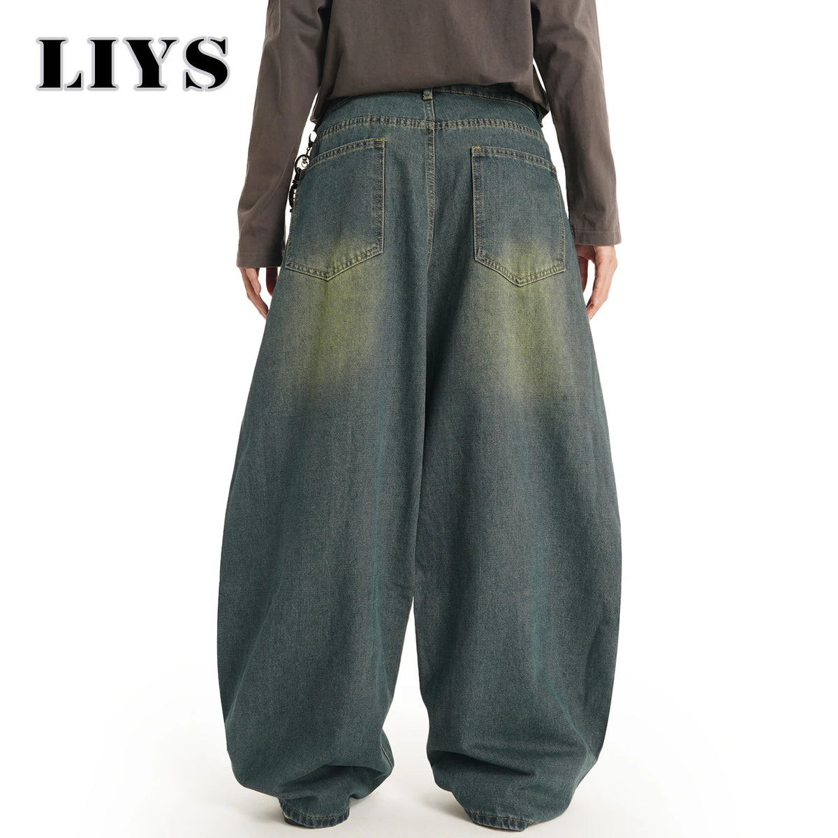 Men S American Retro Machete Wide-Leg Denim Pants Baggy Jeans Vintage Cut Curved Knife Loose Fit