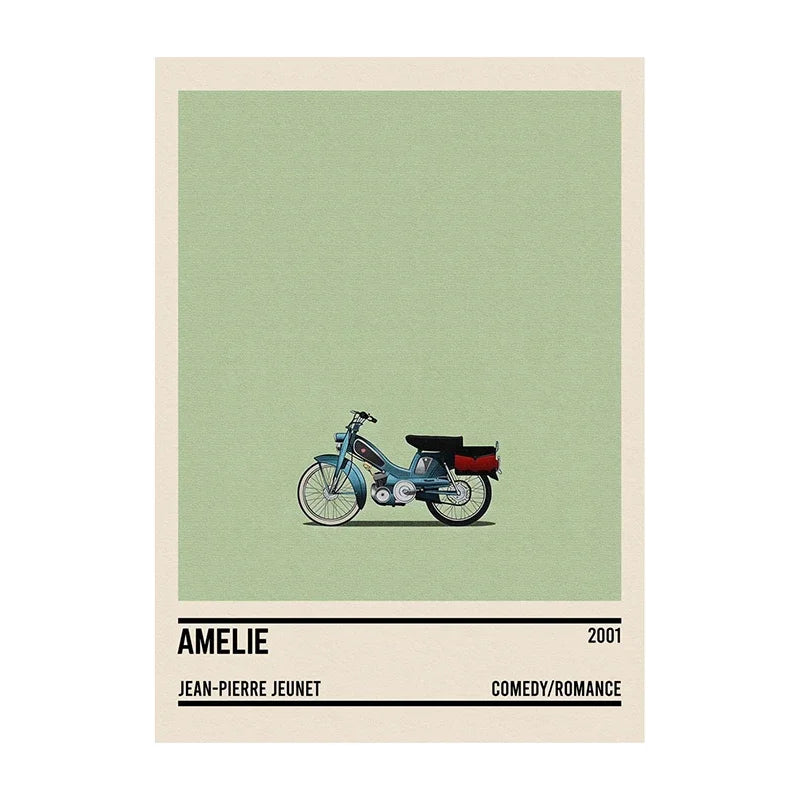 Movie Car Minimalist Poster Wall Art Print | Classic Film Decor
