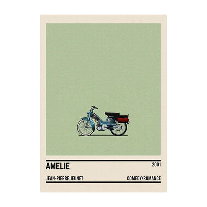Movie Car Minimalist Poster Wall Art Print | Classic Film Decor