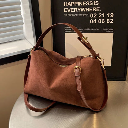 Retro Frosted Shoulder Bag for Women – Textured Crossbody Handbag