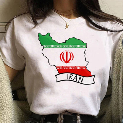 Iran Cultural Map Graphic T-Shirt for Women – Harajuku Street Style