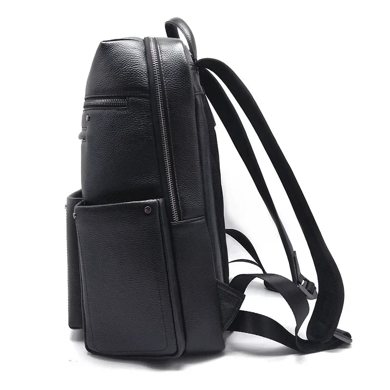 Genuine Cowhide Leather Men's Backpack – Large Laptop School Bag