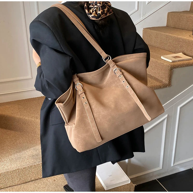 Korean Large Capacity Tote Bag Women Suede