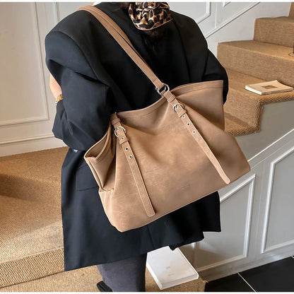 Korean Large Capacity Tote Bag Women Suede