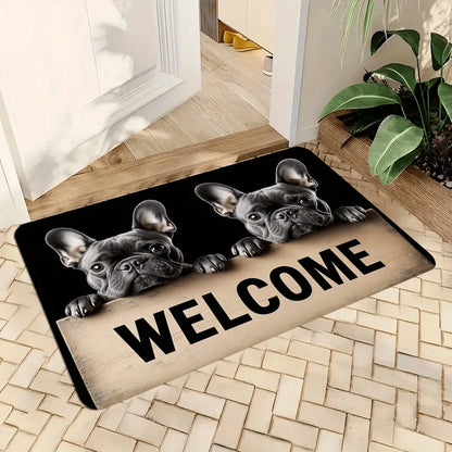 French Bulldog Welcome Doormat – Non-Slip Absorbent Entry Rug