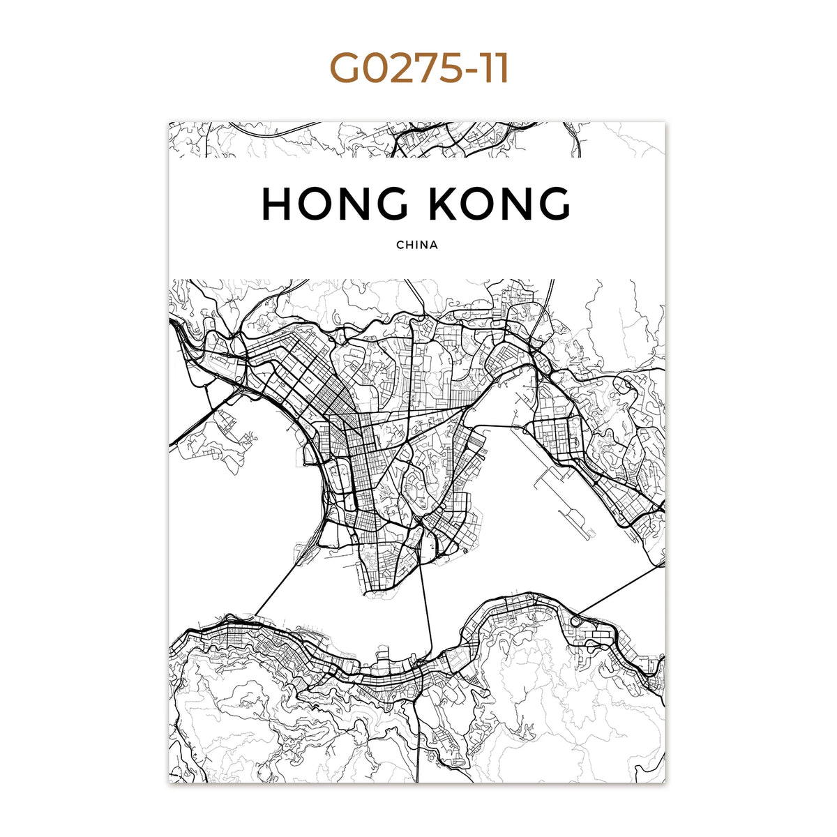 World City Map Wall Art Print – Black & White City Poster