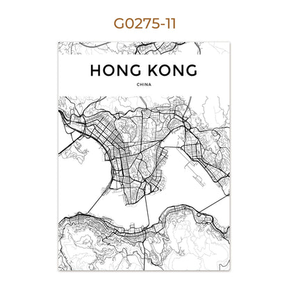 World City Map Wall Art Print – Black & White City Poster