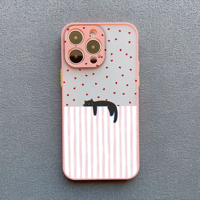 Black Cat Striped Pattern iPhone Case for iPhone 11–17 Series
