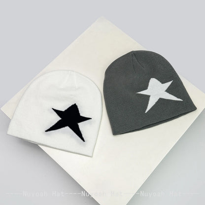 Star Print Knit Beanie – Unisex Hip Hop Streetwear Hat