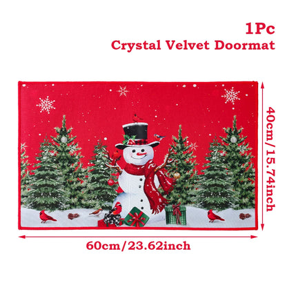Santa Claus Christmas Doormat – Flannel Welcome Mat for Home