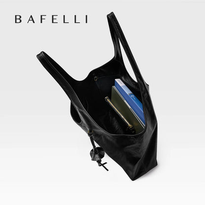 Leather Tote Bag – Large Capacity Soft Shoulder Bag for Women