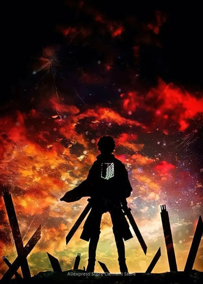 Attack on Titan Anime Wall Art Poster – Levi Ackerman & Eren Yeager Canvas Print